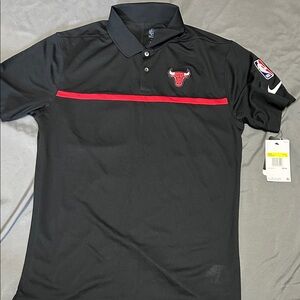 Nike NBA Chicago Bulls Black Polo with Red Accents